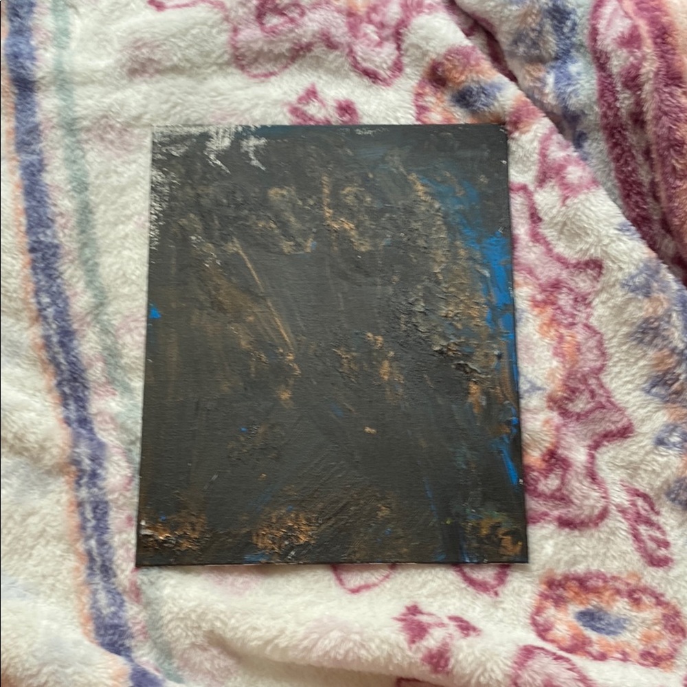 Muted Pink and Slate Abstract Painting with Textural Depth
